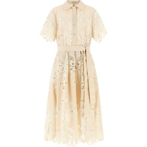 Elie Saab abito midi con orlo a smerlo - toni neutri