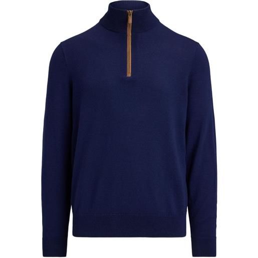 RLX Ralph Lauren maglione in lana con mezza zip - blu