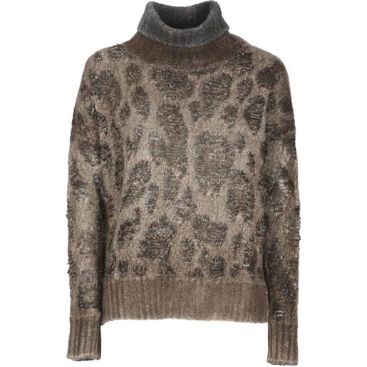 Avant Toi maglione leopardato - marrone