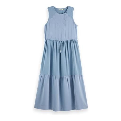 Scotch & Soda abito midi con vita arricciata, denim sbiadito v441, 72