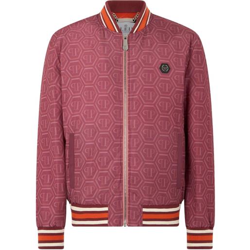 Philipp Plein bomber con stampa monogramma - rosso