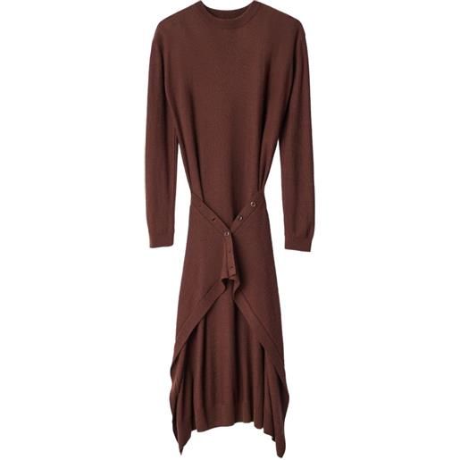 LEMAIRE abito in misto lana merino con bottoni - marrone