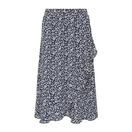 ONLY onlcarly flounce long skirt wvn noos rock, night sky/aop: night sky with cloud dancer flowers, xl
