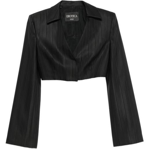 DONDUP blazer crop gessato - nero