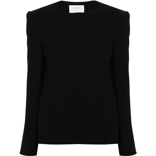 Sportmax blazer monopetto senza colletto - nero