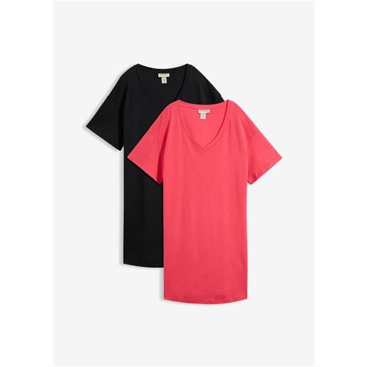 bonprix abito t-shirt oversize in puro cotone (pacco da 2)-fucsia