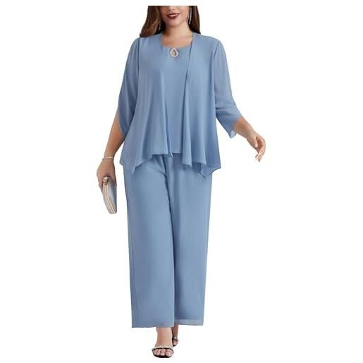 Hanna Nikole plus size tuta donna 3 pezzi chiffon set manica corta tailleur casual con pantaloni e canotta facile da abbinare per ufficio e uscite quotidiane
