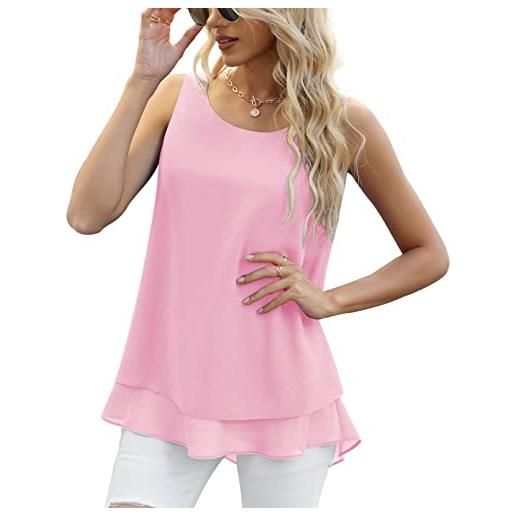 Yommay canotta estiva da donna, camicette da donna, senza maniche, in chiffon, da donna canotte e top
