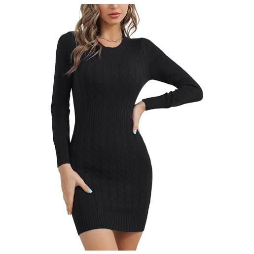 Gyabnw vestito donna invernale girocollo maglione abito manica lunga aderente mini abito elegante maglione lavorato abito a maglia donna casual