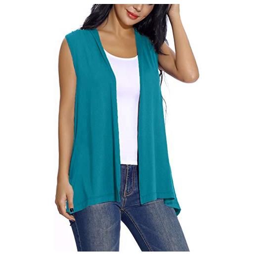 EXCHIC donna casual cardigan senza maniche aperto davanti (xl, teal)