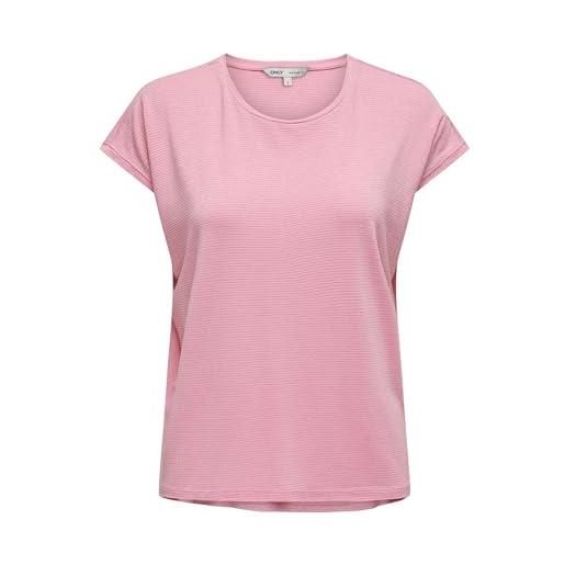 ONLY onlclaudia s/s glitter stripe top jrs t-shirt, colore: rosa, xs donna