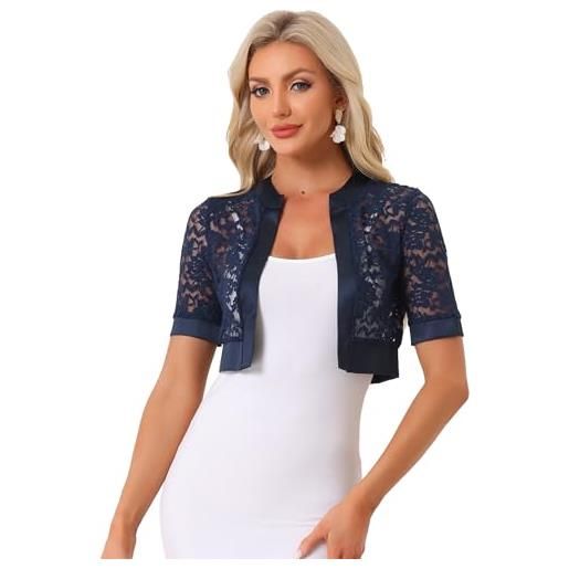 Allegra K bolero - coprispalle da donna, in raso, a maniche corte, in pizzo
