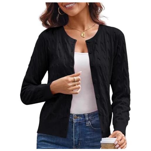 GRACE KARIN cardigan corto festivo bolero da donna top elegante lavorato a maglia a maniche lunghe cardigan corto cardigan l nero