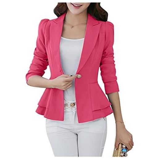 YMING abito da blazer lavoro elegante da donna tinta unita giacca da lavoro manica lunga abiti da lavoro rose l