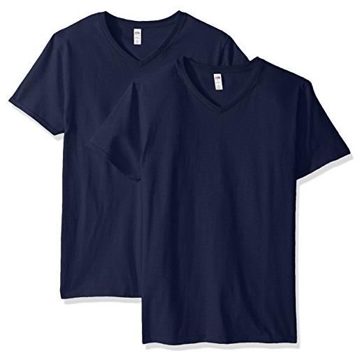 Fruit of the Loom magliette da uomo in cotone leggero, scollo a v - confezione da 2 - navy, m
