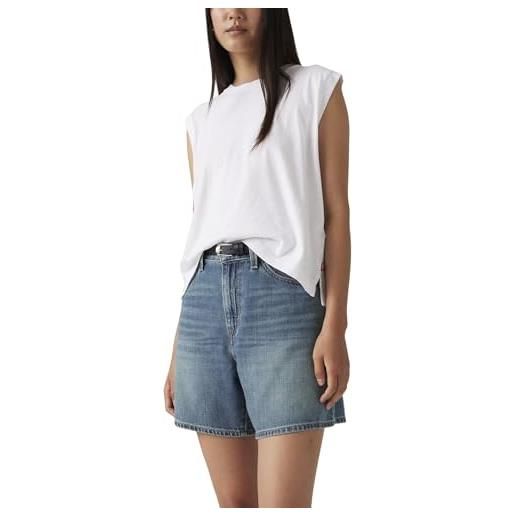 Levi's donna pantaloncini in jeans high rise, baggy fit, blu (stop flaxing short), 30