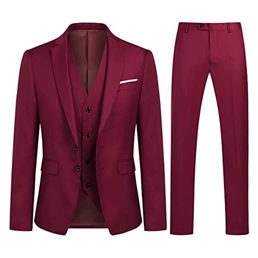 YOUTHUP abito uomo 3 pezzi slim fit blazer gilet pantaloni elegante