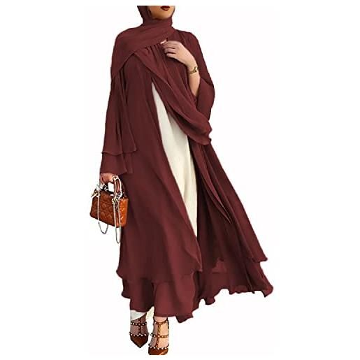 RUIG abito da donna in chiffon di preghiera musulmana aperto abaya dubai turchia islam kaftan ramadan islamico eid mubarak