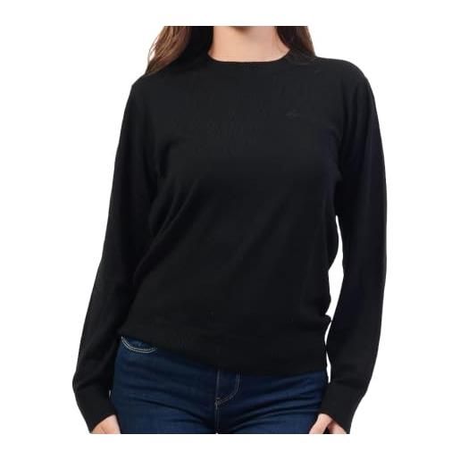 Armani Exchange maglione da donna in lana merino con logo script, nero, l