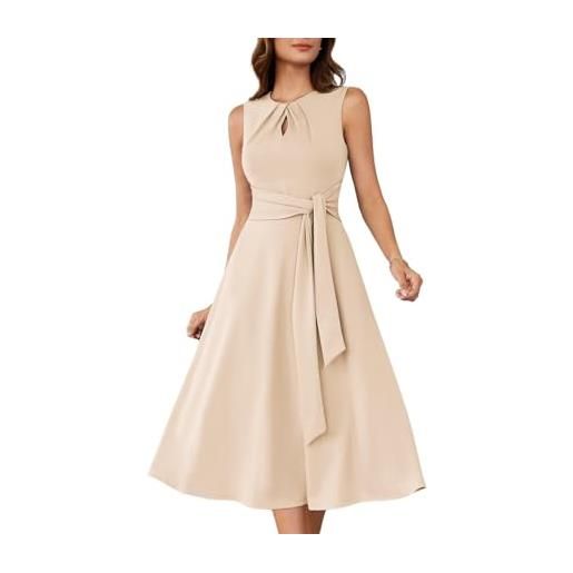 GRACE KARIN abito aderente vintage da donna, scollo rotondo, midi, abito da lavoro formale