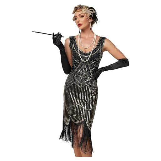 Viloree vestito gatsby donne 1920s donna flapper dress paillette impreziosito frange gatsby dress senza maniche