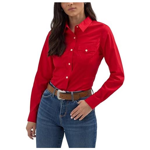 Wrangler western women's retro button-down shirt camicia da donna stile retrò con bottoni donna (pacco da 1)