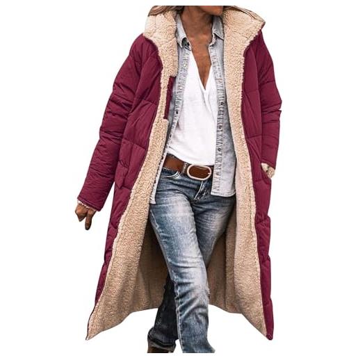 EMUKFD giubbotti invernali per donne uk in pile foderati, giacca lunga termica da donna, abbigliamento esterno imbottito, giacche imbottite da donna in pelliccia sintetica, giacche trapuntate