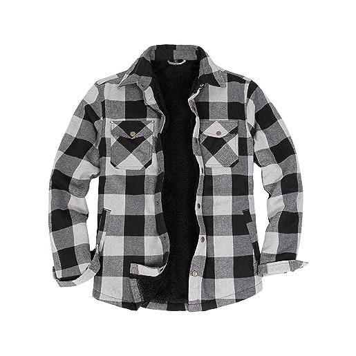 ZENTHACE mens flannel shacket jacket giacca flanella uomo uomo | fodera in sherpa, chiusura frontale a scatto, tasche pratiche calde, prelavato per ridurre al minimo il restringimento