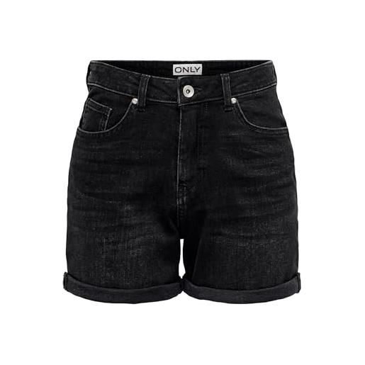 Only pantaloncini da donna in jeans onljosephine a vita alta, taglio normale, nero delavé, xs