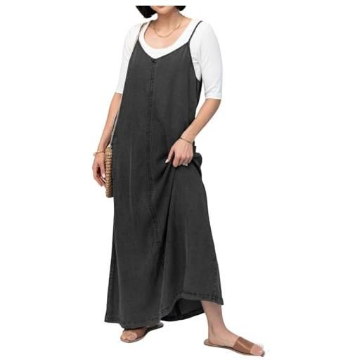 loveimgs maxi abito da donna in denim con spalline sottili vintage, abito lungo in jeans, abito estivo e leggero