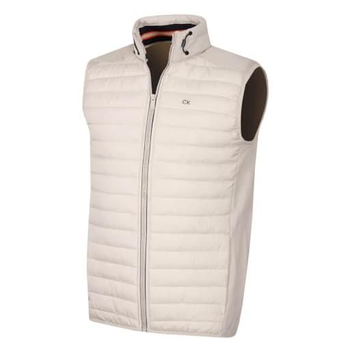 Calvin Klein gilet da golf scaldacollo ibrido da uomo - pergamena - s