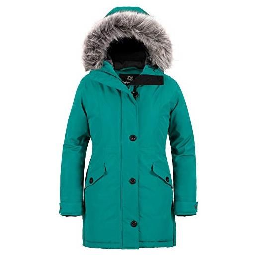 Wantdo cappotto donna invernale lungo impermeabile aderente giacca | antivento, pelliccia sintetica rimovibile, tasche multiple, polsini elastici, vita regolabile, giubbotto slim fit, outdoor, casual