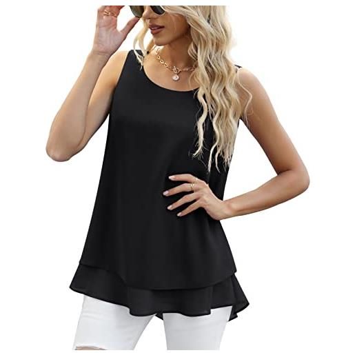 Yommay canotta estiva da donna, camicette da donna, senza maniche, in chiffon, da donna canotte e top