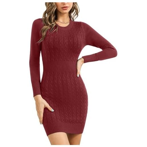 Gyabnw vestito donna invernale girocollo maglione abito manica lunga aderente mini abito elegante maglione lavorato abito a maglia donna casual