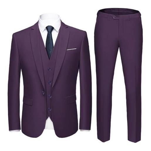 YOUTHUP abito uomo 3 pezzi slim fit blazer panciotto pantaloni