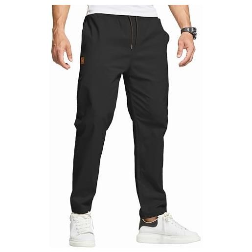 ZOXOZ pantaloni cargo uomo pantaloni tuta uomo cotone elasticizzati pantaloni da lavoro uomo multi tasca nero m