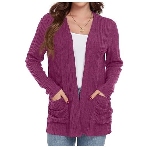 GRECERELLE cardigan da donna leggero casual a coste classico cardigan da donna con tasche