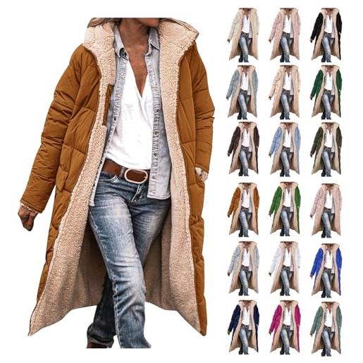 EMUKFD giubbotti invernali per donne uk, giacca lunga imbottita in pile da donna, abbigliamento termico esterno, giacche imbottite e trapuntate da donna, giacche da donna con pelliccia sintetica