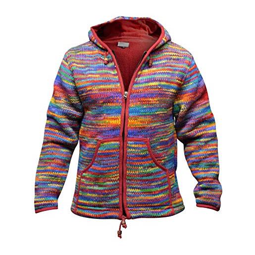 SHOPOHOLIC FASHION uomo foderata in pile tie dye hippie con cappuccio giacca invernale in lana - (rosso/xl)