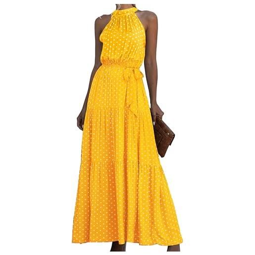 EFOFEI donne boho floreale fluente abiti cocktail sera abito spiaggia vacanza nozze abiti all'aamericana collo maxi dress