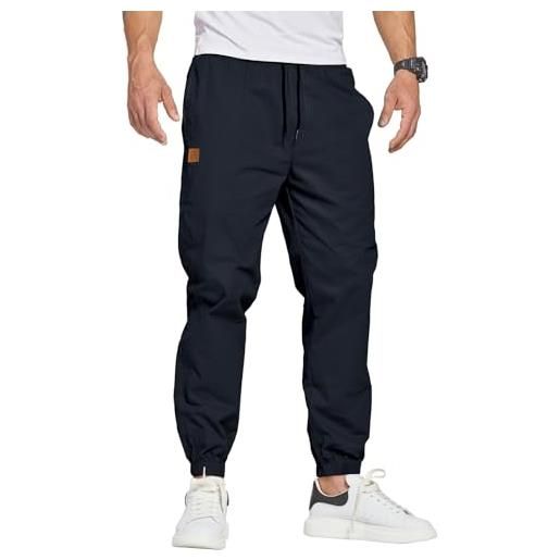ZOXOZ pantaloni da lavoro uomo cotone casual pantaloni tuta uomo pantaloni jogging pantaloni sportivi con elastico in vita polsini alle caviglie e vita con coulisse con tasche laterali (nero, 3xl)