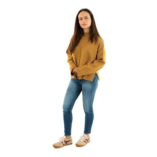 ONLY - maglione senape tinta unita con taglio dritto a collo alto e maniche lunghe, marrone, s