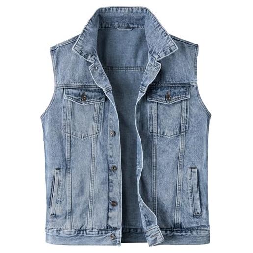 Harbrosrce gilet smanicato in jeans uomo retro vintage cotone fresco senza maniche giacca di denim per capispalla fotografia moto