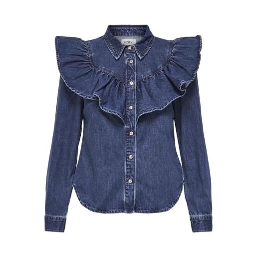 Only indigo noos - camicia da cowboy da donna, blu, m