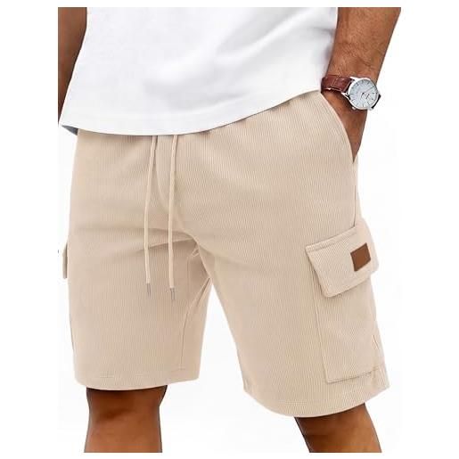 iClosam pantaloncini uomo velluto a coste pantaloncini uomo cotone coulisse estivi causal pantaloni corti uomo con tasche