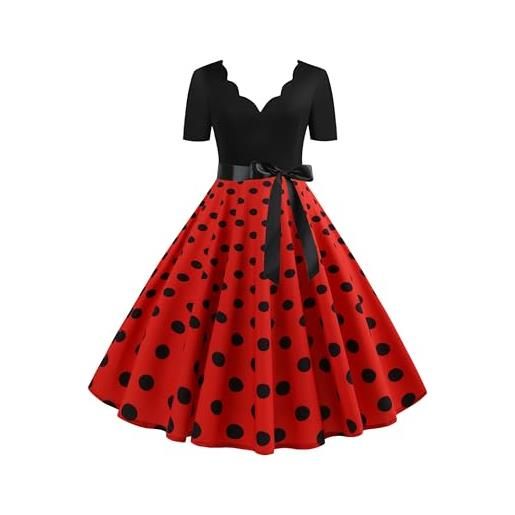 EFOFEI abito cocktail vintage retrò a maniche corte da donna abiti cocktail stile hepburn abiti vintage retrò rockabilly
