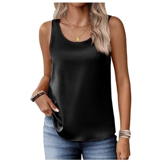 Zeagoo canotte in raso di seta per le donne con scollo rotondo senza maniche camisole top 2025 camicette base estive