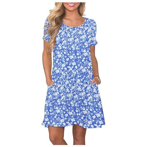 AUSELILY abito t-shirt estivo donna casual a maniche corte con tasche