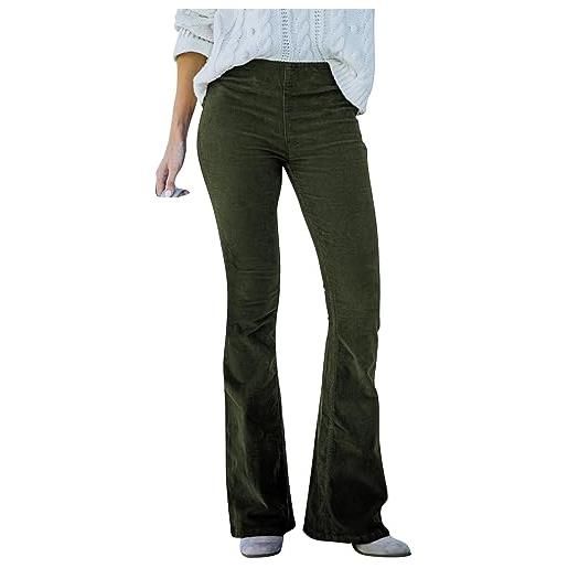 Generic pantaloncini da donna a zampa svasata in velluto a coste, elasticizzati in vita, pantaloni da donna a zampa elastica, pantaloni in corduroy invernali alla moda vintage, pantaloni a zampa svasata in