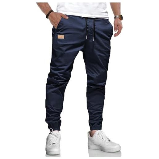 LIUPMWE pantaloni da lavoro uomo pantaloni cotone casual jogging pantaloni sportivi slim fit con tasche s-xxl, blu, l